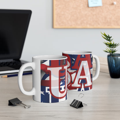 USA! USA! USA WHfont Patriot White Mug by cypherpunkgear