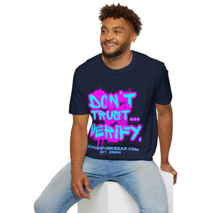 Don't Trust...Verify. Dark colors Unisex T-Shirt by cypherpunkgear.com