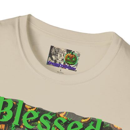 Blessed Samhain Green Jack Light colors Unisex T-Shirt by CreepyCrafts.boo