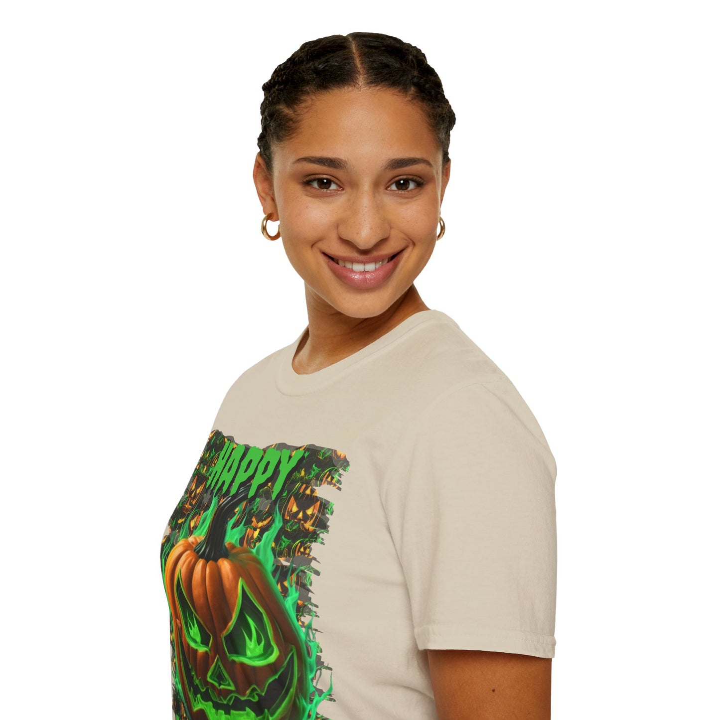 Happy Halloween Green Jack Light colors Unisex T-Shirt by CreepyCrafts.boo