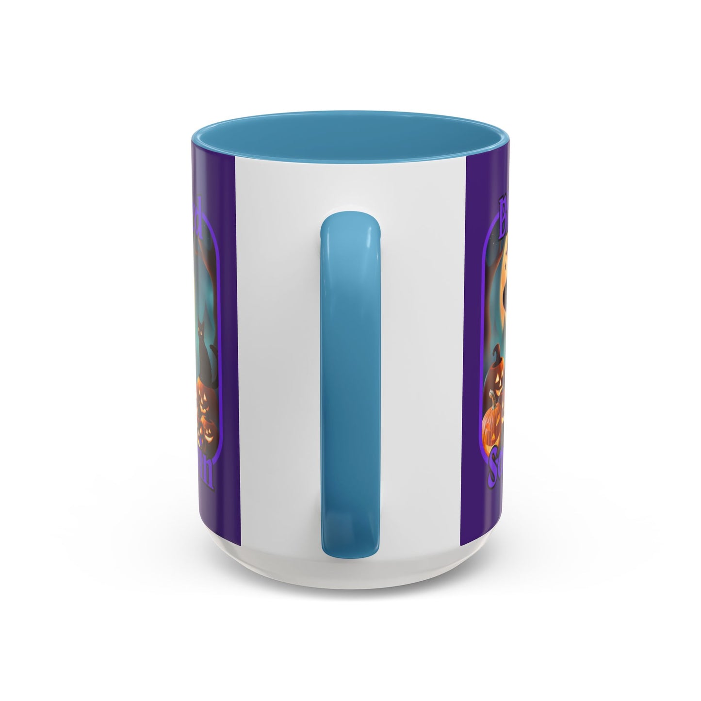 Blessed Samhain Cute Witch Purple font Purple Accent Mug by CreepyCrafts.boo