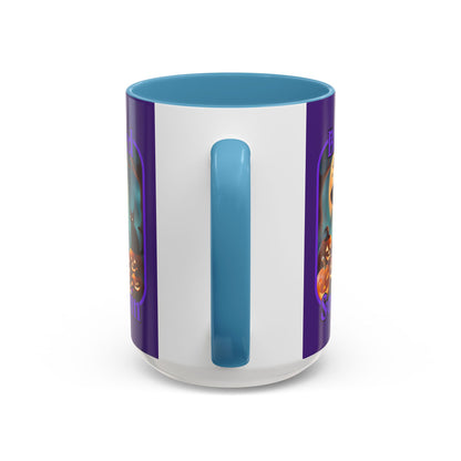 Blessed Samhain Cute Witch Purple font Purple Accent Mug by CreepyCrafts.boo