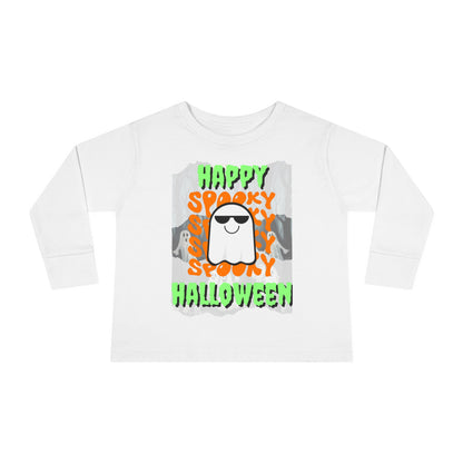 Spooky Happy Halloween Ghost GNfont Toddler Long Sleeve Tee by cypherpunkgear