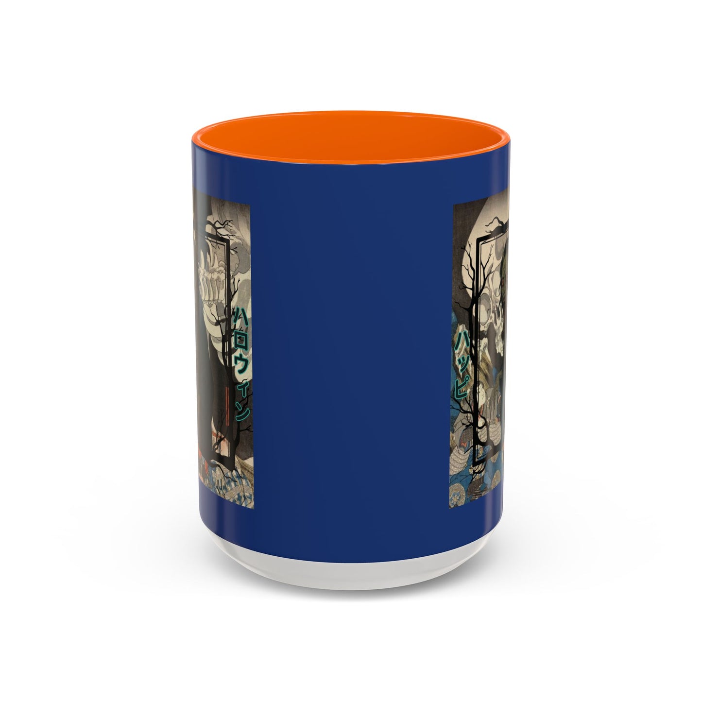 Yōkai Happy Halloween Dark Blue Accent Mug by CreepyCrafts.boo