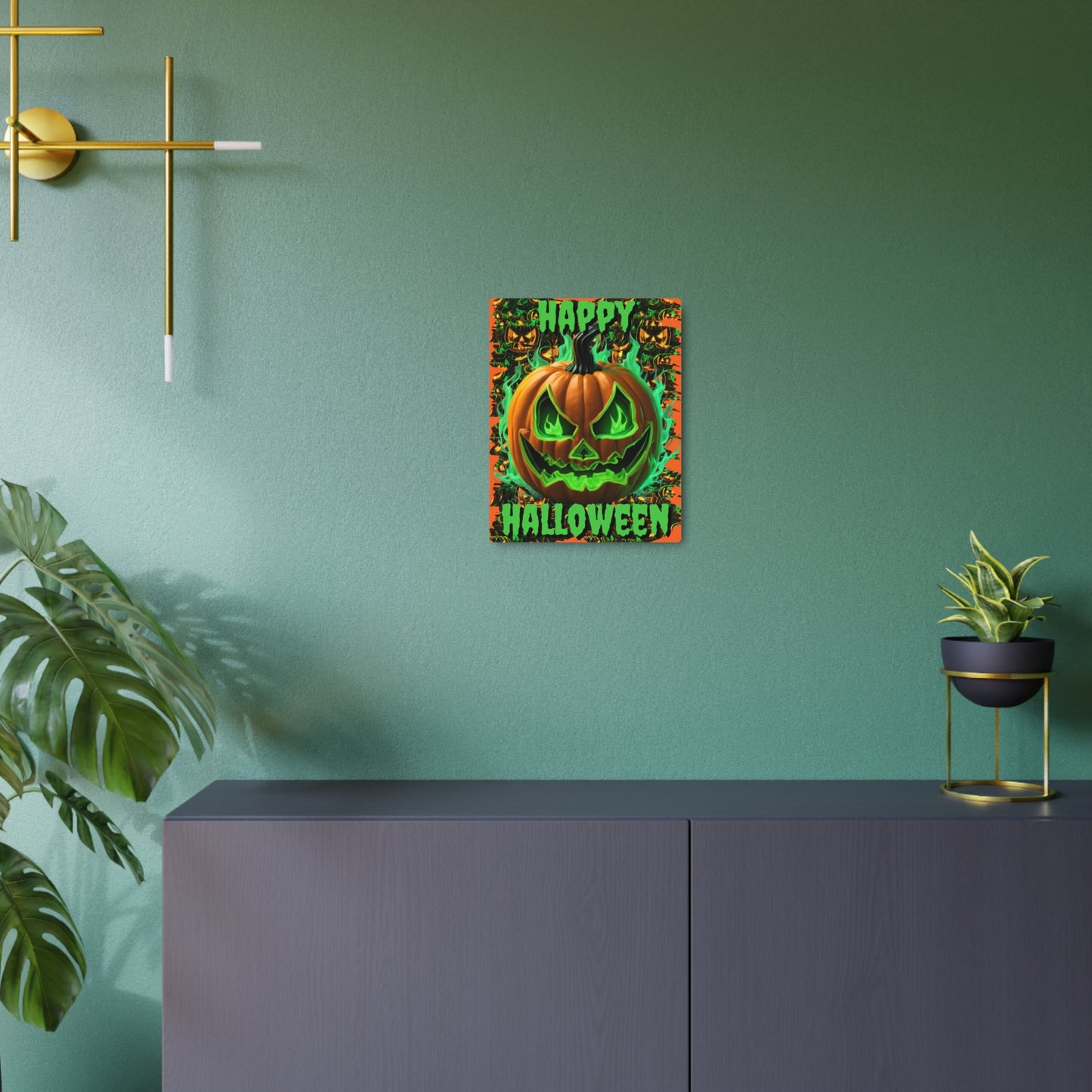 Happy Halloween Green Jack Metal Art Sign by CreepyCrafts.boo