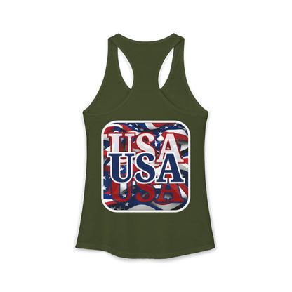 2-sided Red White and BLUE USA Patriot Women's Racerback Tank Top by cypherpunkgear.com
