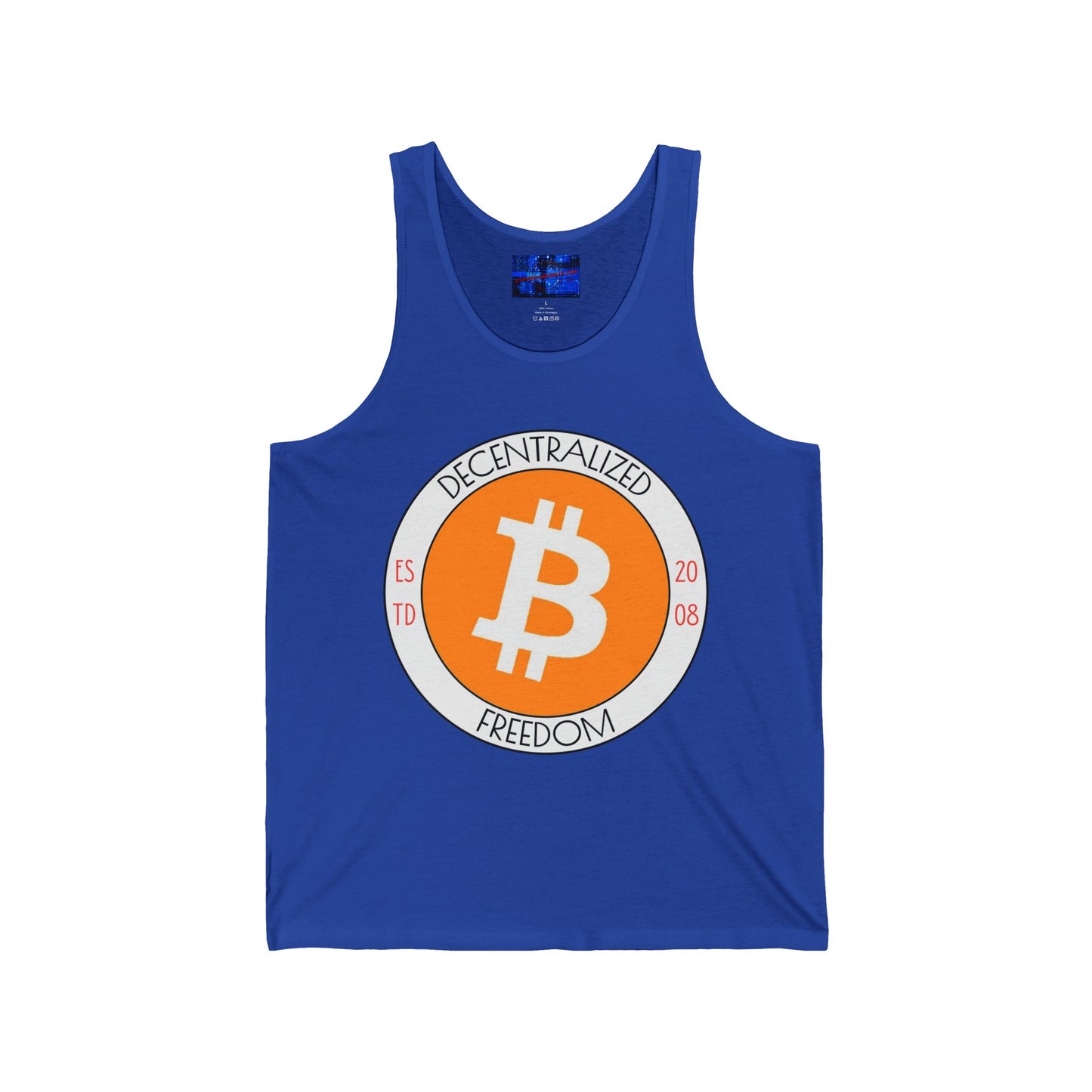 Bitcoin Decentralized Freedom Unisex Jersey Tank Top by cypherpunkgear.com