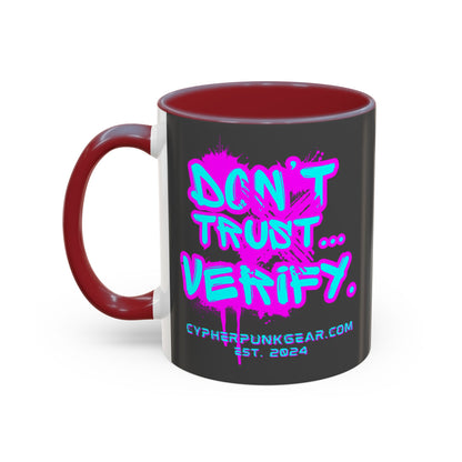 Don't Trust...Verify. Grey Accent Mug by cypherpunkgear.com