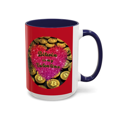 Bitcoin is My Valentine Red Accent Mug by cypherpunkgear.com