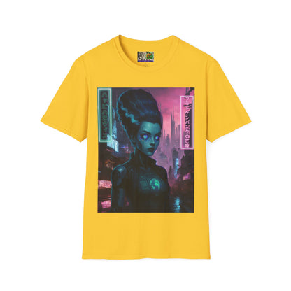 Neon Bride of Frankenstein Light colors Unisex T-Shirt by CreepyCrafts.boo