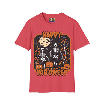 Spooktacular Skeletons of Halloween Light colors Unisex T-shirt by CreepyCrafts.boo