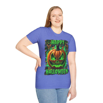 Happy Halloween Green Jack Light colors Unisex T-Shirt by CreepyCrafts.boo