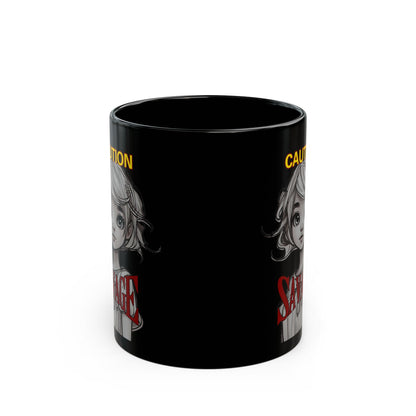 Caution, Savage Black Mug by cypherpunkgear.com