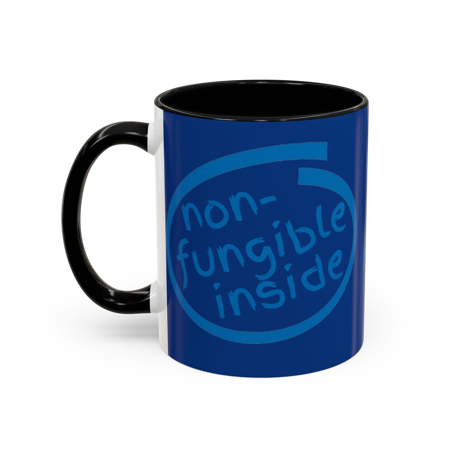 Non-Fungible Inside Dark Blue Accent Mug by cypherpunkgear.com