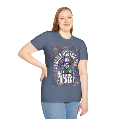 Easily Distracted by Heinous Fuckery Little Jincs Dark colors Unisex T-Shirt by cypherpunkgear.com