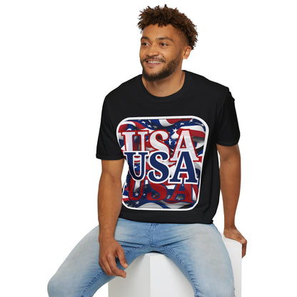 Red White and BLUE USA Patriot Dark colors Unisex T-Shirt by cypherpunkgear.com
