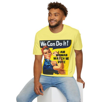 I Am Woman Watch Me Vote Rosie Light colors Unisex T-Shirt by cypherpunkgear.com