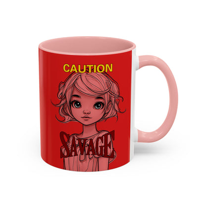Caution, Savage Red Accent Mug by cypherpunkgear.com