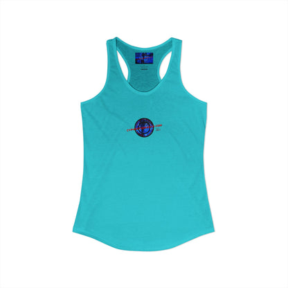 2-sided, cypherpunkgear.com Logo & Cityscape Women's Racerback Tank Top by cypherpunkgear.com