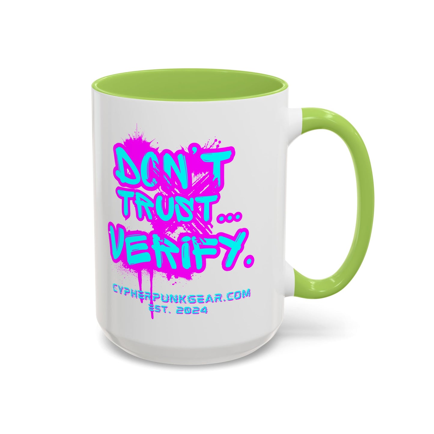 Don't Trust...Verify. White Accent Mug by cypherpunkgear.com