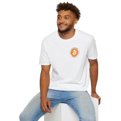 2-sided Bitcoin (BTC) Decentralized Freedom LTcolors Unisex T-Shirt by cypherpunkgear