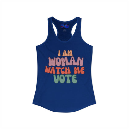 I Am Woman Watch Me Vote Women's Racerback Tank Top by cypherpunkgear.com