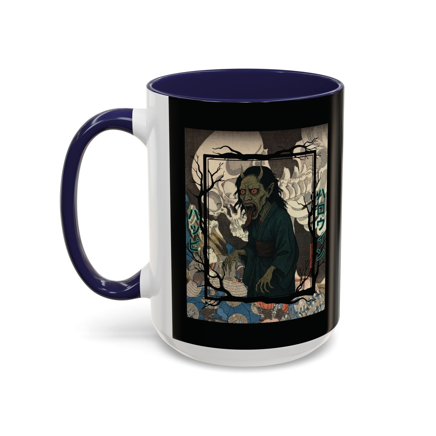 Yōkai Happy Halloween Black Accent Mug by CreepyCrafts.boo