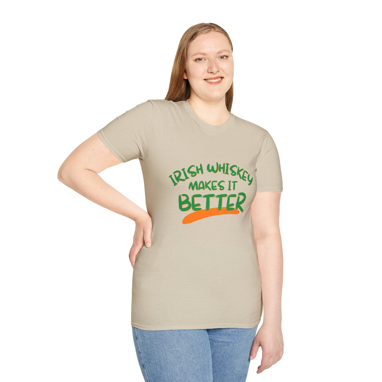 Irish Whiskey makes it better GNfont LTcolors Unisex T-Shirt by cypherpunkgear.com