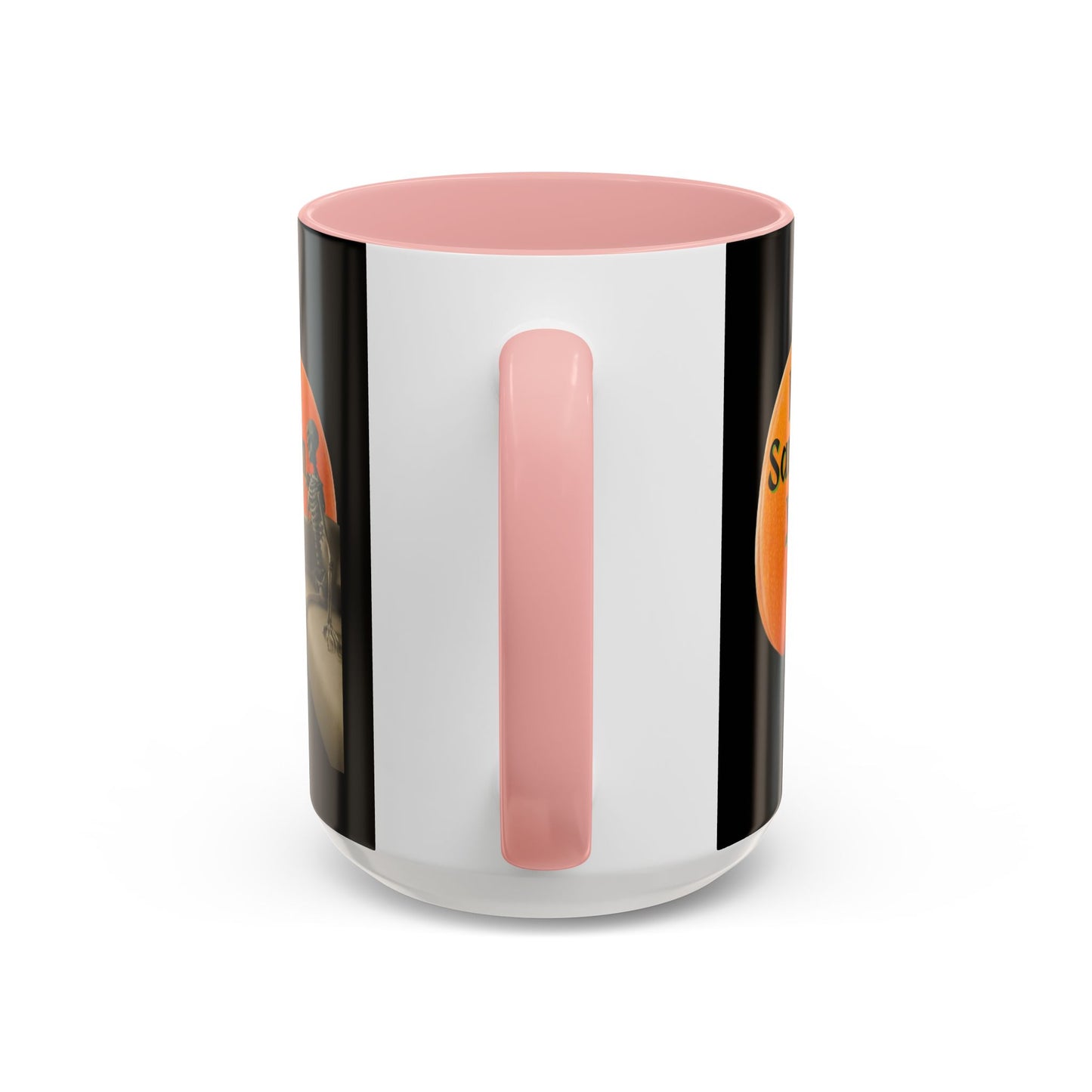 Is It Samhain Yet? Skeleton's Giant Pumpkin Black Accent Mug by CreepyCrafts.boo