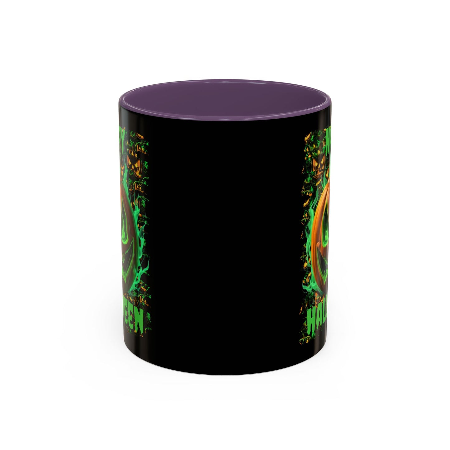 Happy Halloween Green Jack Black Accent Mug by CreepyCrafts.boo