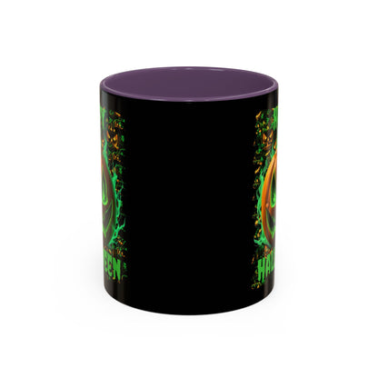 Happy Halloween Green Jack Black Accent Mug by CreepyCrafts.boo