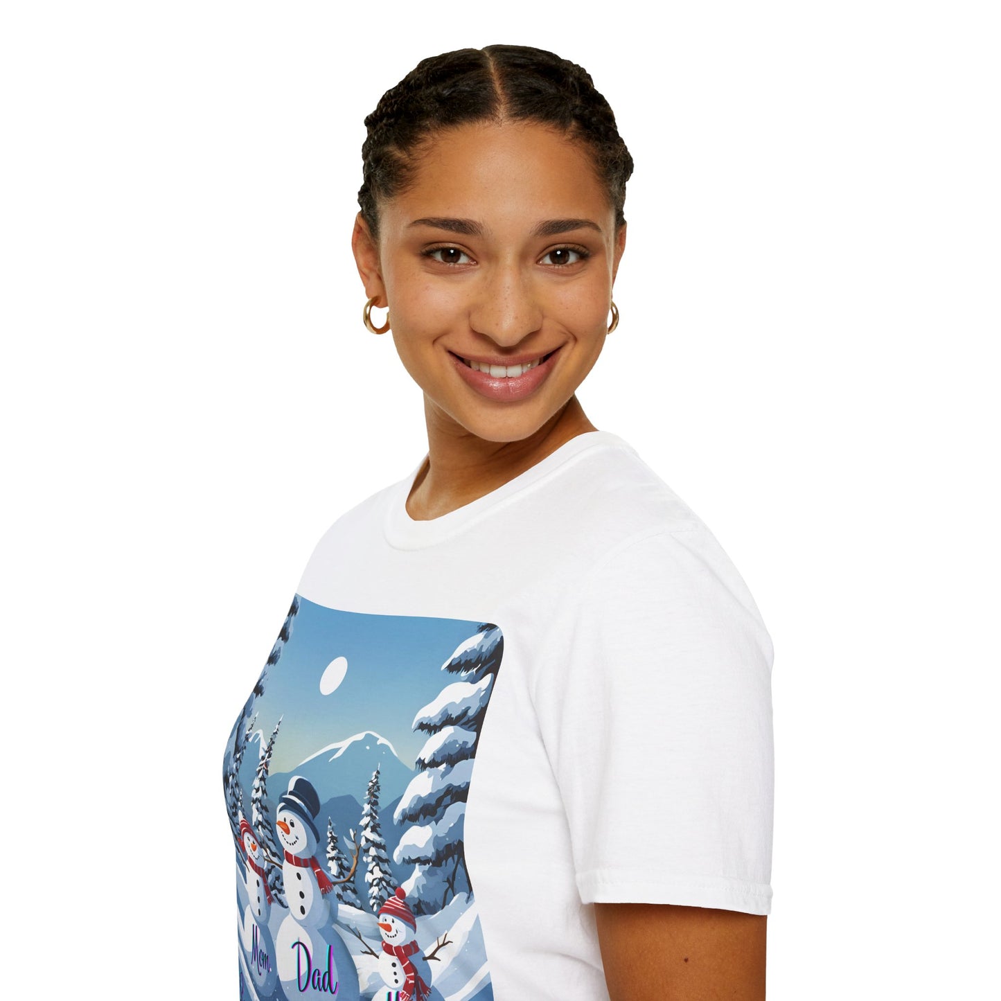 Snowman Family of 3 Light colors Unisex T-Shirt by cypherpunkgear.com