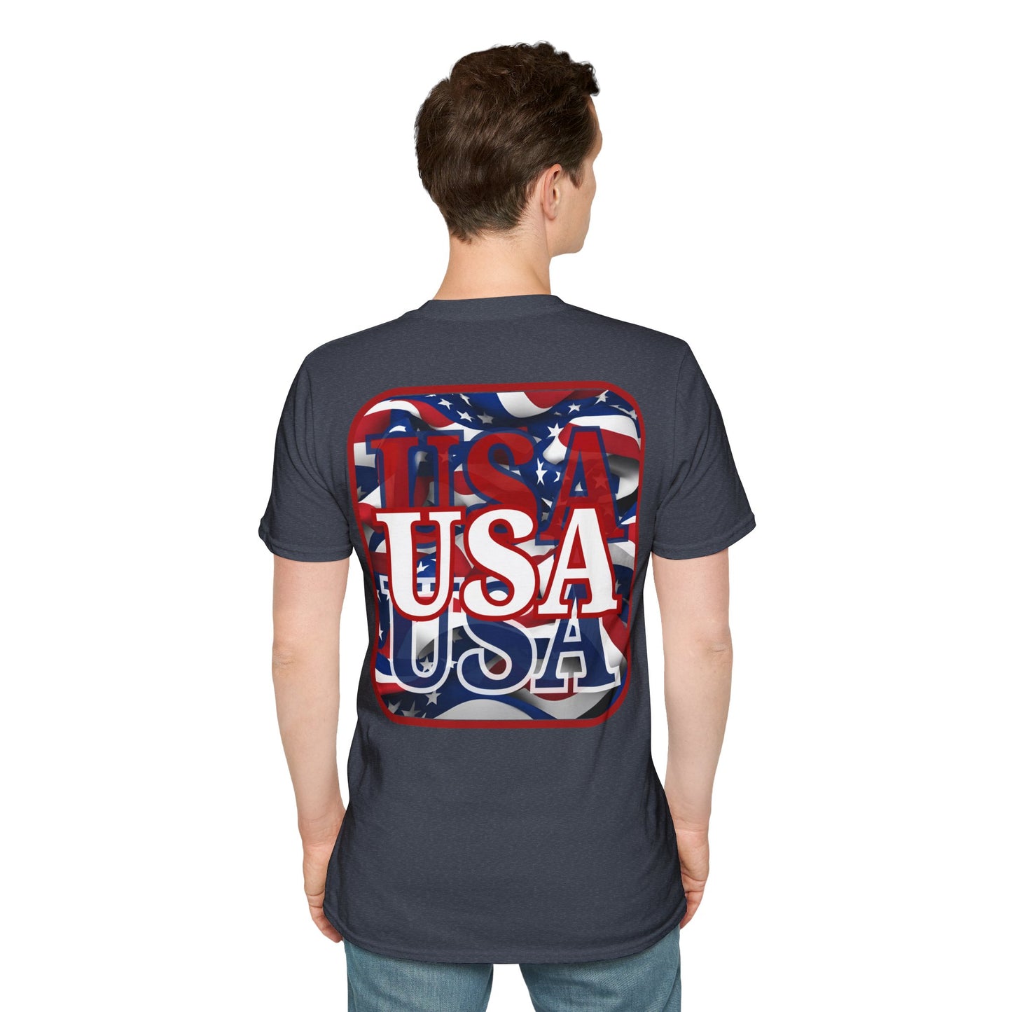 ¡EE.UU! ¡EE.UU! ¡EE.UU! ¡Patriot de 2 caras de cypherpunkgear! Camiseta unisex de estilo suave