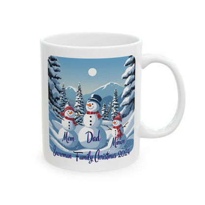 Snowman Family of 3 White Mug by cypherpunkgear