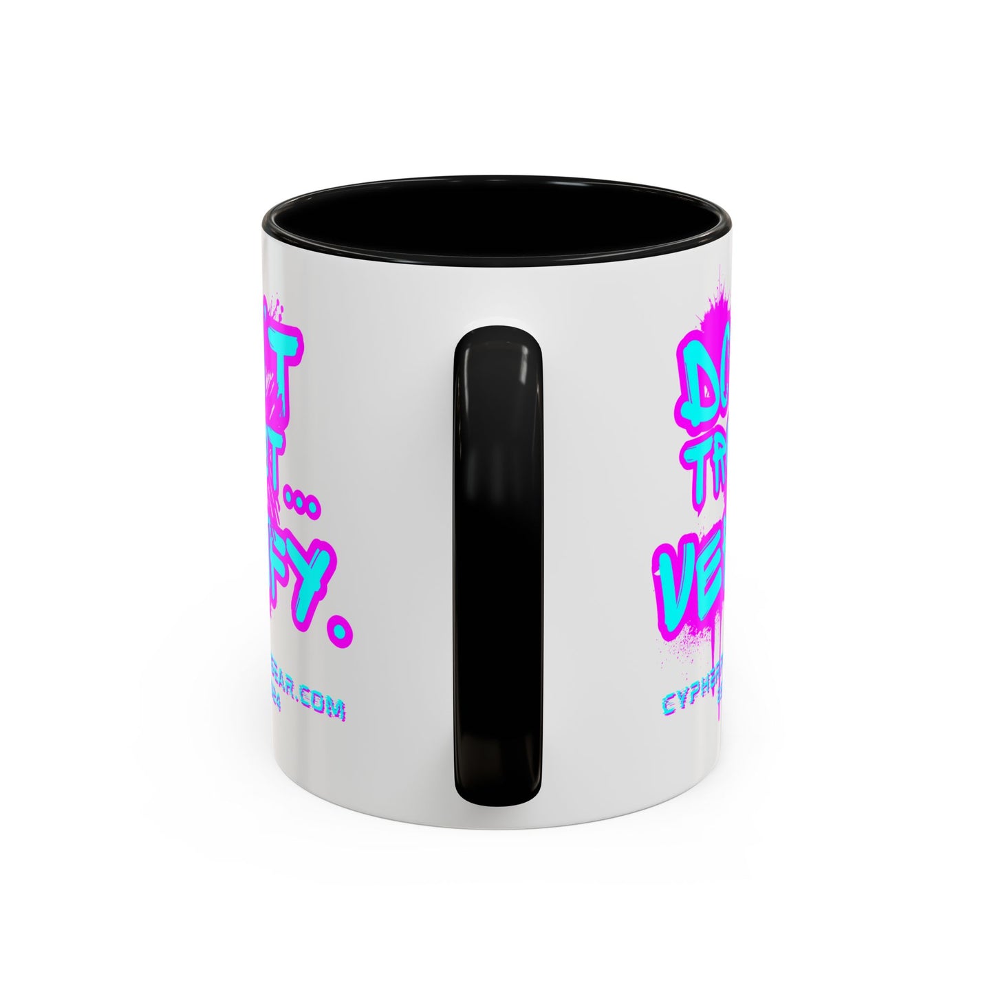 Don't Trust...Verify. White Accent Mug by cypherpunkgear.com