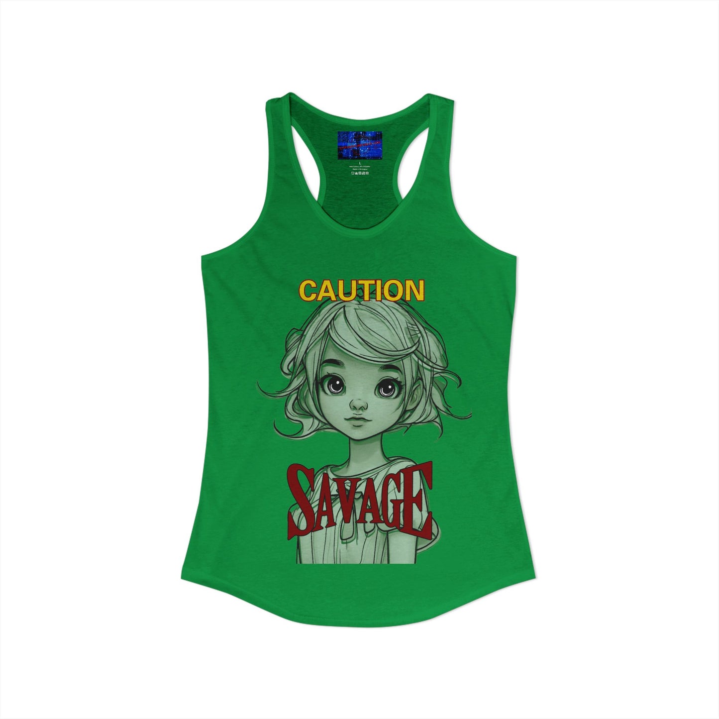 Caution, Savage Women's Racerback Tank Top by cypherpunkgear.com