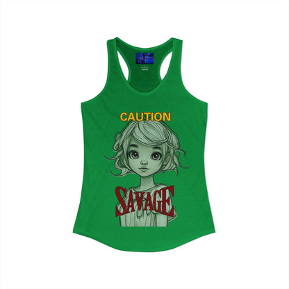 Caution, Savage Women's Racerback Tank Top by cypherpunkgear.com