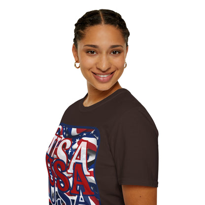 RED White and Blue USA Patriot Dark colors Unisex T-Shirt by cypherpunkgear.com