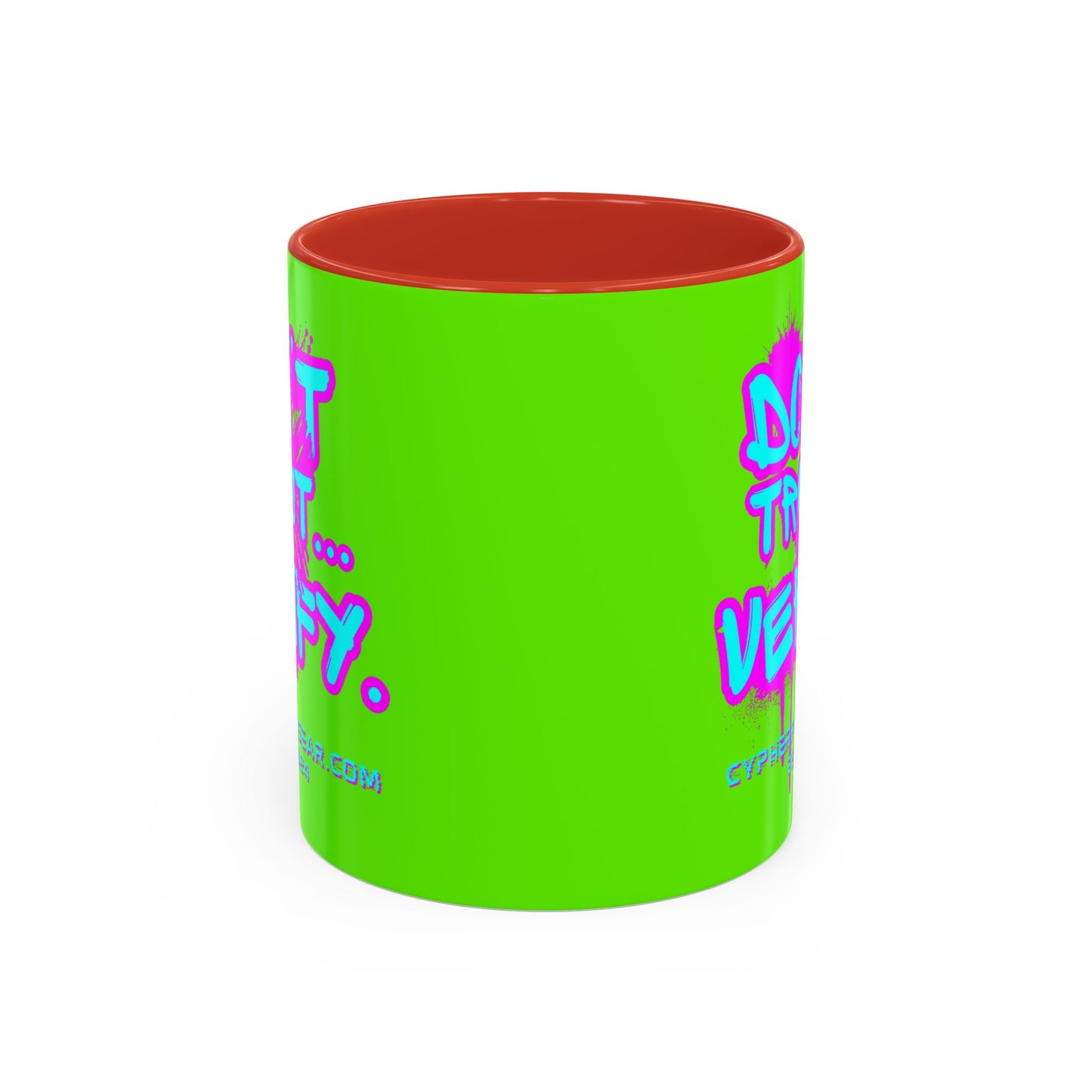 Don't Trust...Verify. Green Accent Mug by cypherpunkgear.com