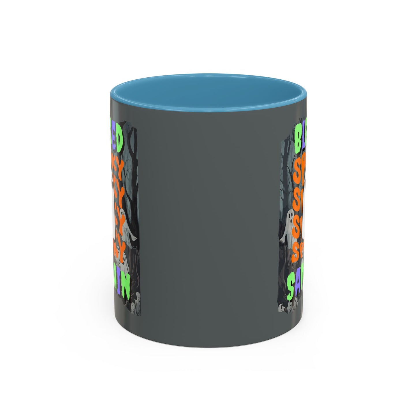 Spooky Blessed Samhain Ghost Mixed font Accent Mug by CreepyCrafts.boo