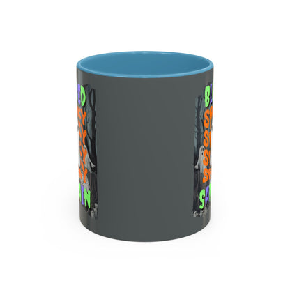 Spooky Blessed Samhain Ghost Mixed font Accent Mug by CreepyCrafts.boo