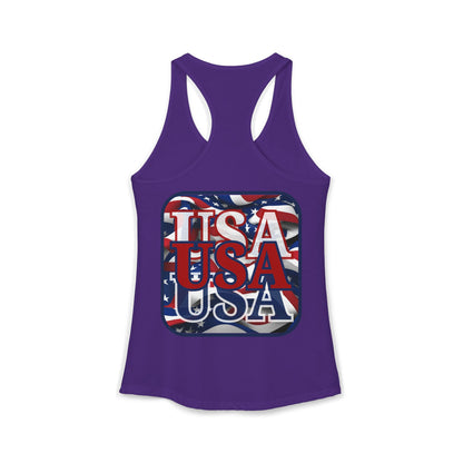 2-sided RED White and Blue USA Patriot Women's Racerback Tank Top by cypherpunkgear.com