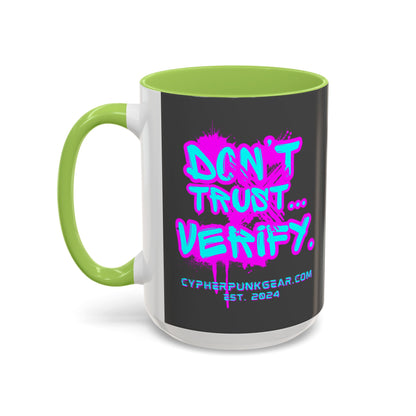Don't Trust...Verify. Grey Accent Mug by cypherpunkgear.com