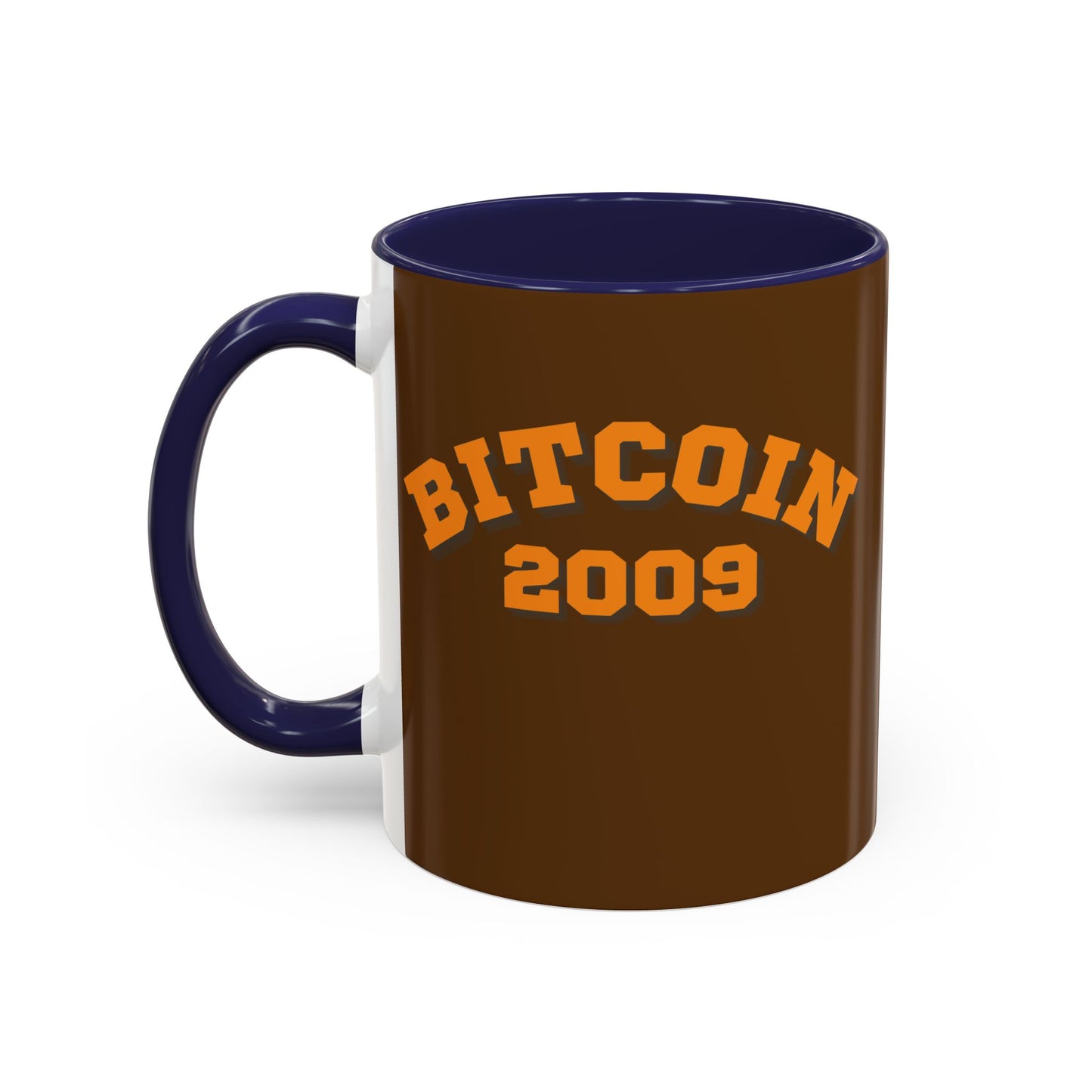 Bitcoin 2009 Brown Accent Mug by cypherpunkgear.com