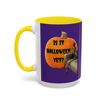 Is it Halloween yet? Skeleton's Giant Pumpkin Purple Accent Mug by CreepyCrafts.boo