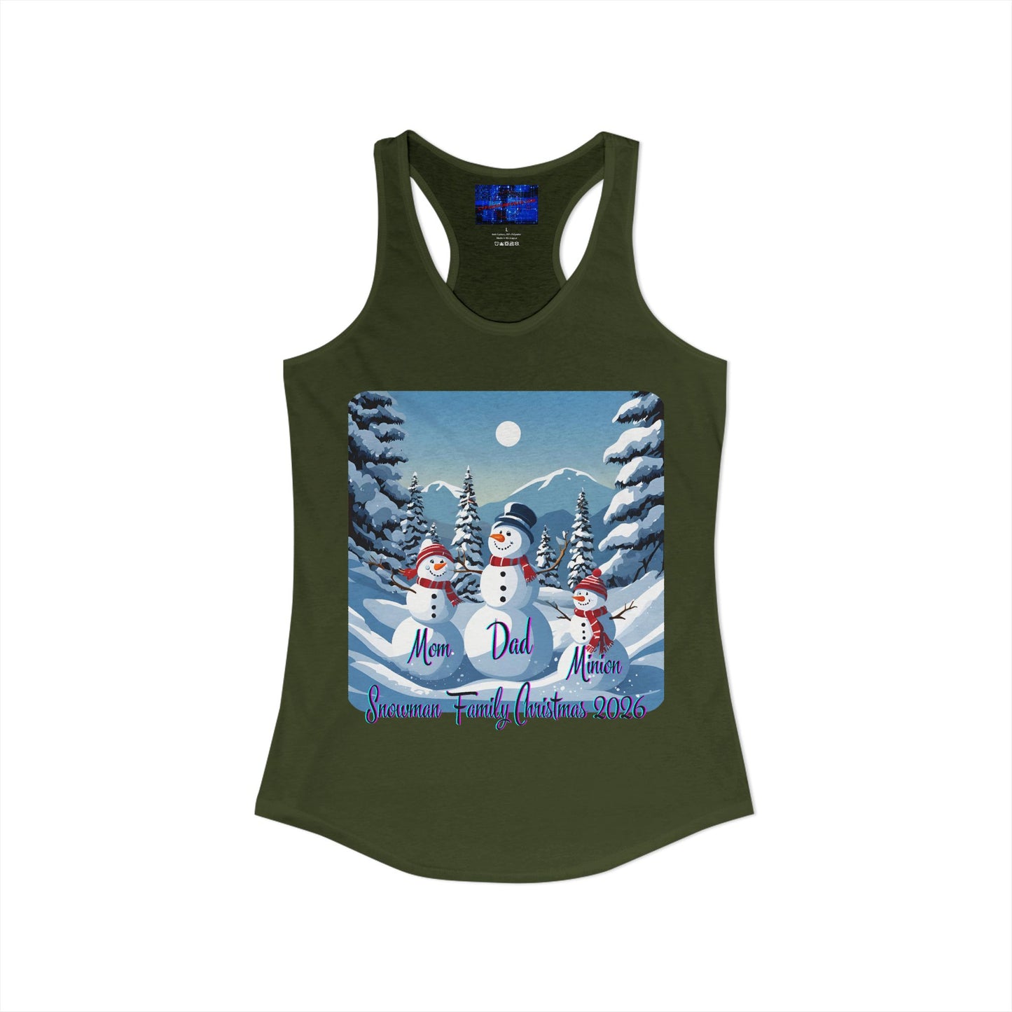 Snowman Family of 3 Women's Racerback Tank Top by cypherpunkgear.com