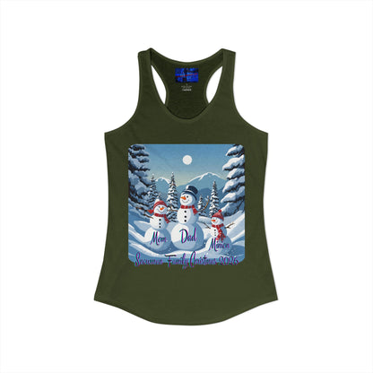 Snowman Family of 3 Women's Racerback Tank Top by cypherpunkgear.com