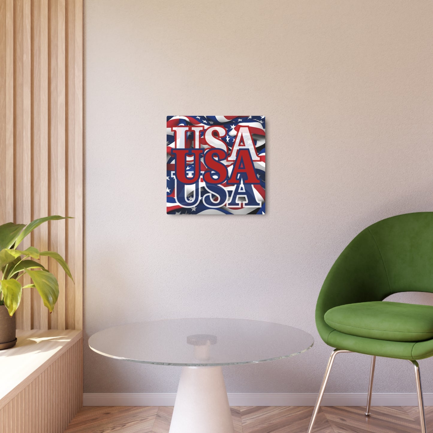 USA! USA! USA Red Center Metal Art Sign by cypherpunkgear