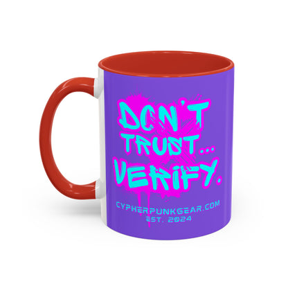 Don't Trust...Verify. Light Purple Accent Mug by cypherpunkgear.com