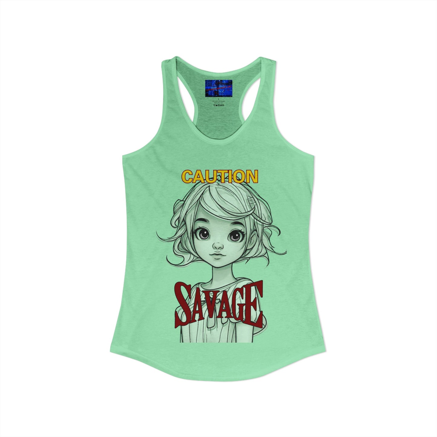 Caution, Savage Women's Racerback Tank Top by cypherpunkgear.com